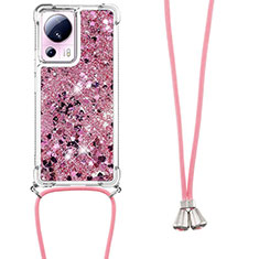 Funda Silicona Carcasa Goma Bling-Bling con Acollador Cordon Lanyard S03 para Xiaomi Mi 12 Lite NE 5G Purpura Claro