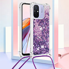 Funda Silicona Carcasa Goma Bling-Bling con Acollador Cordon Lanyard S03 para Xiaomi Poco C55 Morado