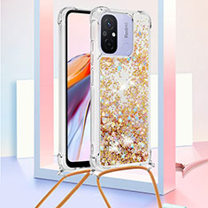 Funda Silicona Carcasa Goma Bling-Bling con Acollador Cordon Lanyard S03 para Xiaomi Poco C55 Oro