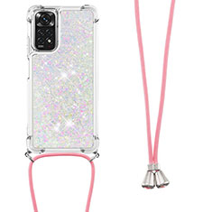 Funda Silicona Carcasa Goma Bling-Bling con Acollador Cordon Lanyard YB1 para Xiaomi Redmi Note 11 4G (2022) Rosa