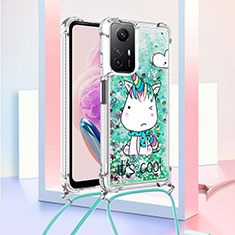 Funda Silicona Carcasa Goma Bling-Bling con Acollador Cordon Lanyard YB2 para Xiaomi Redmi Note 12S Verde