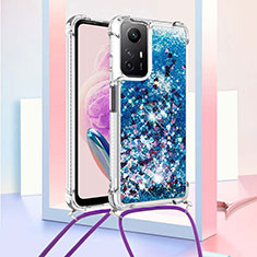 Funda Silicona Carcasa Goma Bling-Bling con Acollador Cordon Lanyard YB3 para Xiaomi Redmi Note 12S Azul