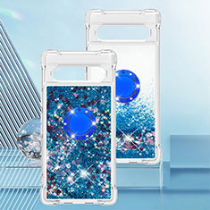 Funda Silicona Carcasa Goma Bling-Bling con Anillo de dedo Soporte S01 para Google Pixel 7a 5G Azul