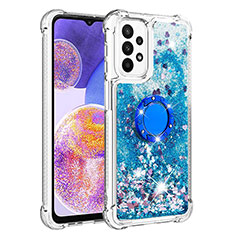 Funda Silicona Carcasa Goma Bling-Bling con Anillo de dedo Soporte S01 para Samsung Galaxy A23 5G Azul