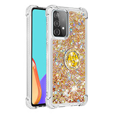 Funda Silicona Carcasa Goma Bling-Bling con Anillo de dedo Soporte S01 para Samsung Galaxy A52 4G Cian