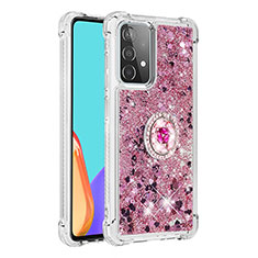 Funda Silicona Carcasa Goma Bling-Bling con Anillo de dedo Soporte S01 para Samsung Galaxy A52s 5G Morado