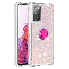 Funda Silicona Carcasa Goma Bling-Bling con Anillo de dedo Soporte S01 para Samsung Galaxy S20 FE (2022) 5G Rosa