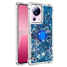 Funda Silicona Carcasa Goma Bling-Bling con Anillo de dedo Soporte S01 para Xiaomi Civi 2 5G Azul