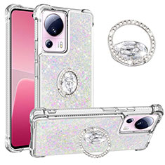 Funda Silicona Carcasa Goma Bling-Bling con Anillo de dedo Soporte S01 para Xiaomi Civi 2 5G Plata