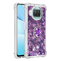 Funda Silicona Carcasa Goma Bling-Bling con Anillo de dedo Soporte S01 para Xiaomi Mi 10i 5G Morado