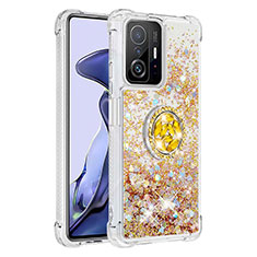 Funda Silicona Carcasa Goma Bling-Bling con Anillo de dedo Soporte S01 para Xiaomi Mi 11T 5G Oro