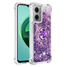 Funda Silicona Carcasa Goma Bling-Bling con Anillo de dedo Soporte S01 para Xiaomi Redmi 11 Prime 5G Morado