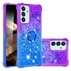 Funda Silicona Carcasa Goma Bling-Bling con Anillo de dedo Soporte S02 para Samsung Galaxy A15 4G Morado