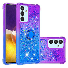 Funda Silicona Carcasa Goma Bling-Bling con Anillo de dedo Soporte S02 para Samsung Galaxy A25 5G Morado