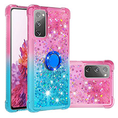 Funda Silicona Carcasa Goma Bling-Bling con Anillo de dedo Soporte S02 para Samsung Galaxy S20 FE 5G Rosa