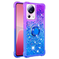 Funda Silicona Carcasa Goma Bling-Bling con Anillo de dedo Soporte S02 para Xiaomi Civi 2 5G Morado