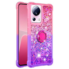 Funda Silicona Carcasa Goma Bling-Bling con Anillo de dedo Soporte S02 para Xiaomi Civi 2 5G Rosa Roja