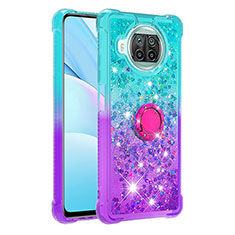 Funda Silicona Carcasa Goma Bling-Bling con Anillo de dedo Soporte S02 para Xiaomi Mi 10i 5G Azul Cielo