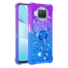 Funda Silicona Carcasa Goma Bling-Bling con Anillo de dedo Soporte S02 para Xiaomi Mi 10i 5G Morado