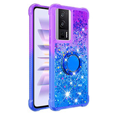 Funda Silicona Carcasa Goma Bling-Bling con Anillo de dedo Soporte S02 para Xiaomi Redmi K60 5G Morado