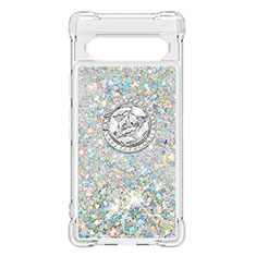 Funda Silicona Carcasa Goma Bling-Bling con Anillo de dedo Soporte S03 para Google Pixel 7a 5G Plata