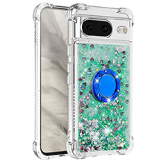 Funda Silicona Carcasa Goma Bling-Bling con Anillo de dedo Soporte S03 para Google Pixel 8 5G Verde