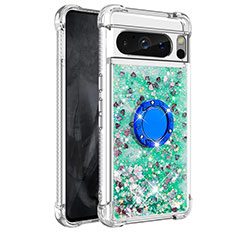 Funda Silicona Carcasa Goma Bling-Bling con Anillo de dedo Soporte S03 para Google Pixel 8 Pro 5G Verde