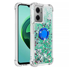 Funda Silicona Carcasa Goma Bling-Bling con Anillo de dedo Soporte S03 para Xiaomi Redmi 11 Prime 5G Verde