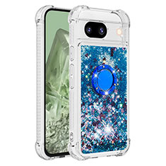 Funda Silicona Carcasa Goma Bling-Bling con Anillo de dedo Soporte YB1 para Google Pixel 8a 5G Azul