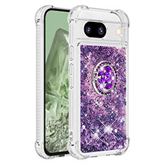 Funda Silicona Carcasa Goma Bling-Bling con Anillo de dedo Soporte YB1 para Google Pixel 8a 5G Morado