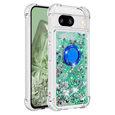 Funda Silicona Carcasa Goma Bling-Bling con Anillo de dedo Soporte YB1 para Google Pixel 8a 5G Verde