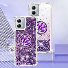 Funda Silicona Carcasa Goma Bling-Bling con Anillo de dedo Soporte YB1 para Motorola Moto G 5G (2023) Morado