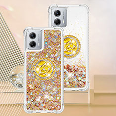 Funda Silicona Carcasa Goma Bling-Bling con Anillo de dedo Soporte YB1 para Motorola Moto G 5G (2023) Oro