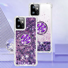 Funda Silicona Carcasa Goma Bling-Bling con Anillo de dedo Soporte YB1 para Motorola Moto G Power 5G (2023) Morado