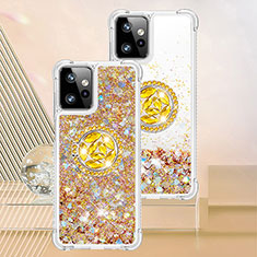 Funda Silicona Carcasa Goma Bling-Bling con Anillo de dedo Soporte YB1 para Motorola Moto G Power 5G (2023) Oro