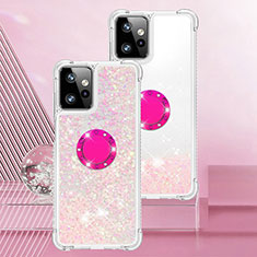 Funda Silicona Carcasa Goma Bling-Bling con Anillo de dedo Soporte YB1 para Motorola Moto G Power 5G (2023) Rosa