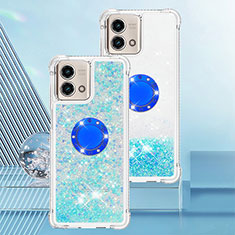 Funda Silicona Carcasa Goma Bling-Bling con Anillo de dedo Soporte YB1 para Motorola Moto G Stylus (2023) 4G Azul Cielo