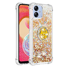 Funda Silicona Carcasa Goma Bling-Bling con Anillo de dedo Soporte YB1 para Samsung Galaxy A04 4G Oro