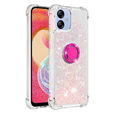 Funda Silicona Carcasa Goma Bling-Bling con Anillo de dedo Soporte YB1 para Samsung Galaxy A04 4G Rosa