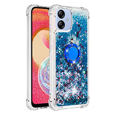 Funda Silicona Carcasa Goma Bling-Bling con Anillo de dedo Soporte YB1 para Samsung Galaxy A04E Azul