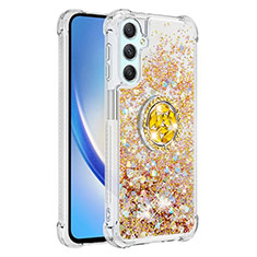 Funda Silicona Carcasa Goma Bling-Bling con Anillo de dedo Soporte YB1 para Samsung Galaxy A24 4G Oro