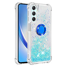 Funda Silicona Carcasa Goma Bling-Bling con Anillo de dedo Soporte YB1 para Samsung Galaxy A25 5G Azul Cielo