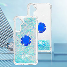 Funda Silicona Carcasa Goma Bling-Bling con Anillo de dedo Soporte YB1 para Samsung Galaxy A34 5G Azul Cielo