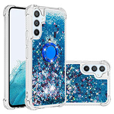 Funda Silicona Carcasa Goma Bling-Bling con Anillo de dedo Soporte YB1 para Samsung Galaxy A54 5G Azul