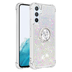 Funda Silicona Carcasa Goma Bling-Bling con Anillo de dedo Soporte YB1 para Samsung Galaxy A54 5G Plata