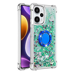 Funda Silicona Carcasa Goma Bling-Bling con Anillo de dedo Soporte YB1 para Xiaomi Poco F5 5G Verde