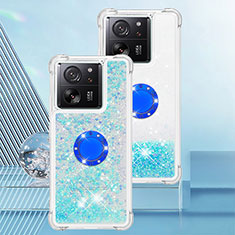 Funda Silicona Carcasa Goma Bling-Bling con Anillo de dedo Soporte YB1 para Xiaomi Redmi K60 Ultra 5G Azul Cielo