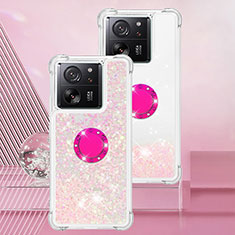 Funda Silicona Carcasa Goma Bling-Bling con Anillo de dedo Soporte YB1 para Xiaomi Redmi K60 Ultra 5G Rosa