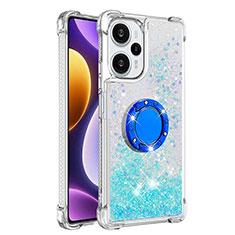 Funda Silicona Carcasa Goma Bling-Bling con Anillo de dedo Soporte YB1 para Xiaomi Redmi Note 12 Turbo 5G Azul Cielo