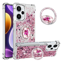 Funda Silicona Carcasa Goma Bling-Bling con Anillo de dedo Soporte YB1 para Xiaomi Redmi Note 12 Turbo 5G Rojo